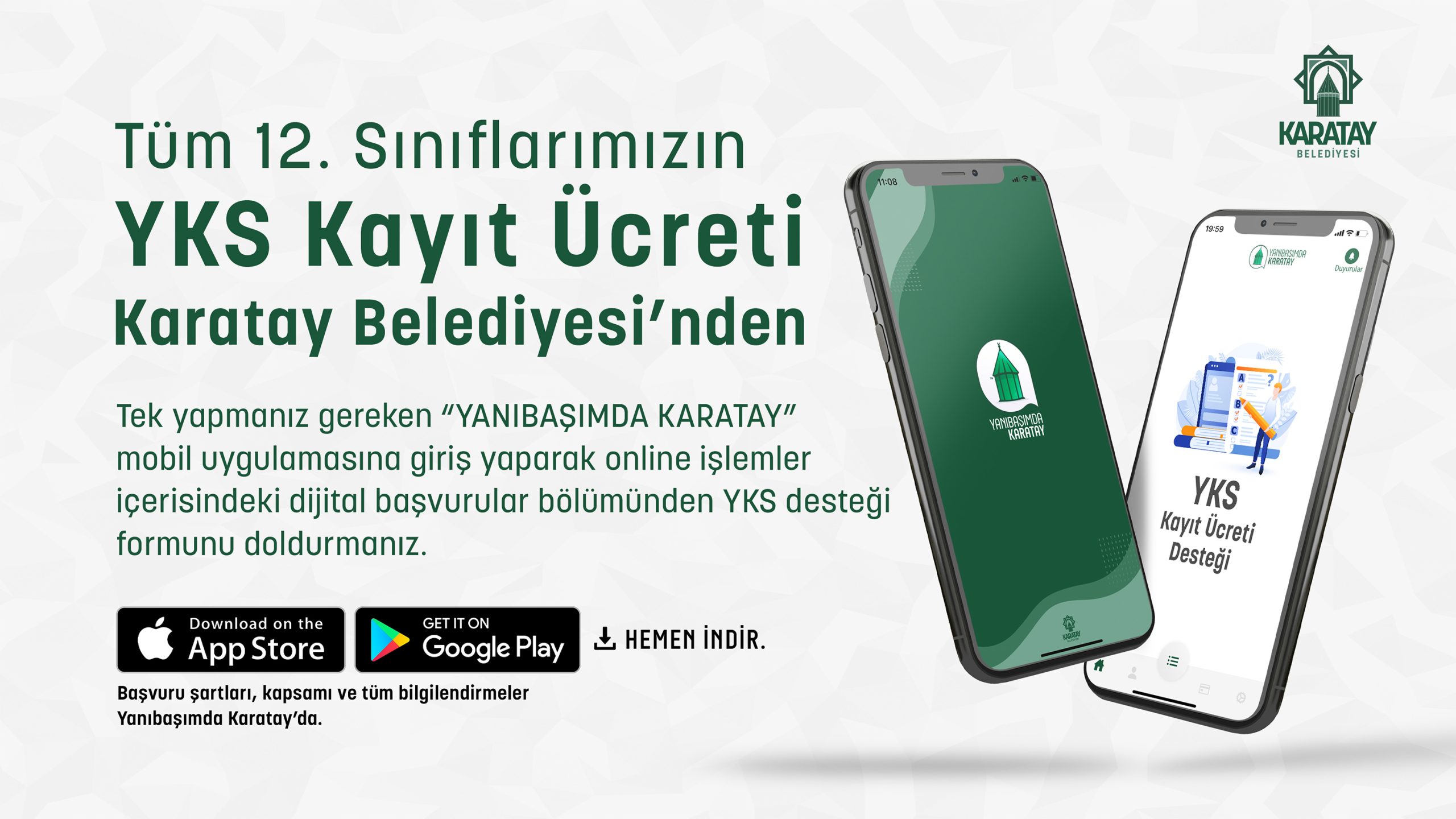 Sınav ücretini Karatay Belediyesi karşılayacak