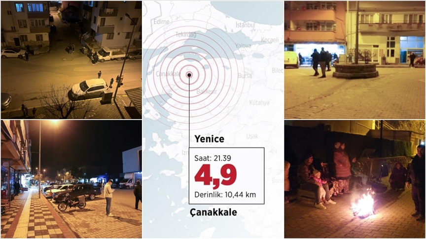 Çanakkale'de 4,9 büyüklüğünde deprem