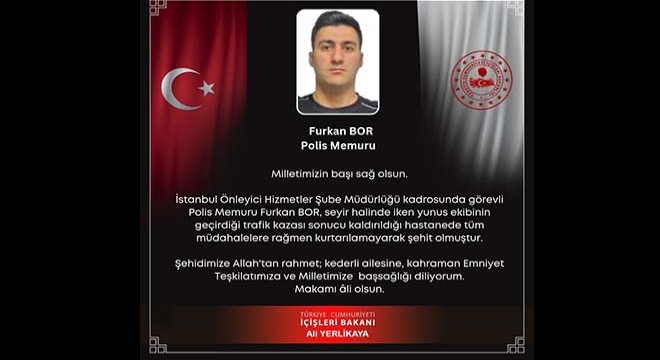 Polis memuru kazada şehit oldu
