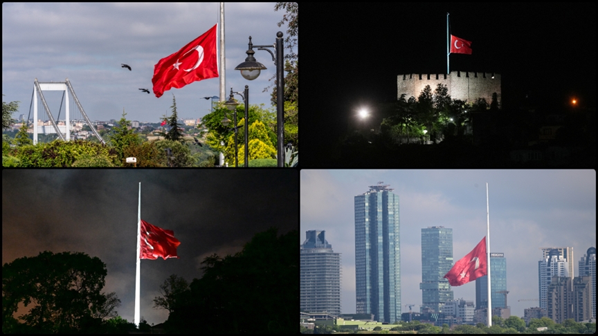 Ankara'da bayraklar yarıya indirildi