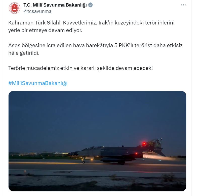 MSB açıkladı: 5 terörist etkisiz hale getirildi