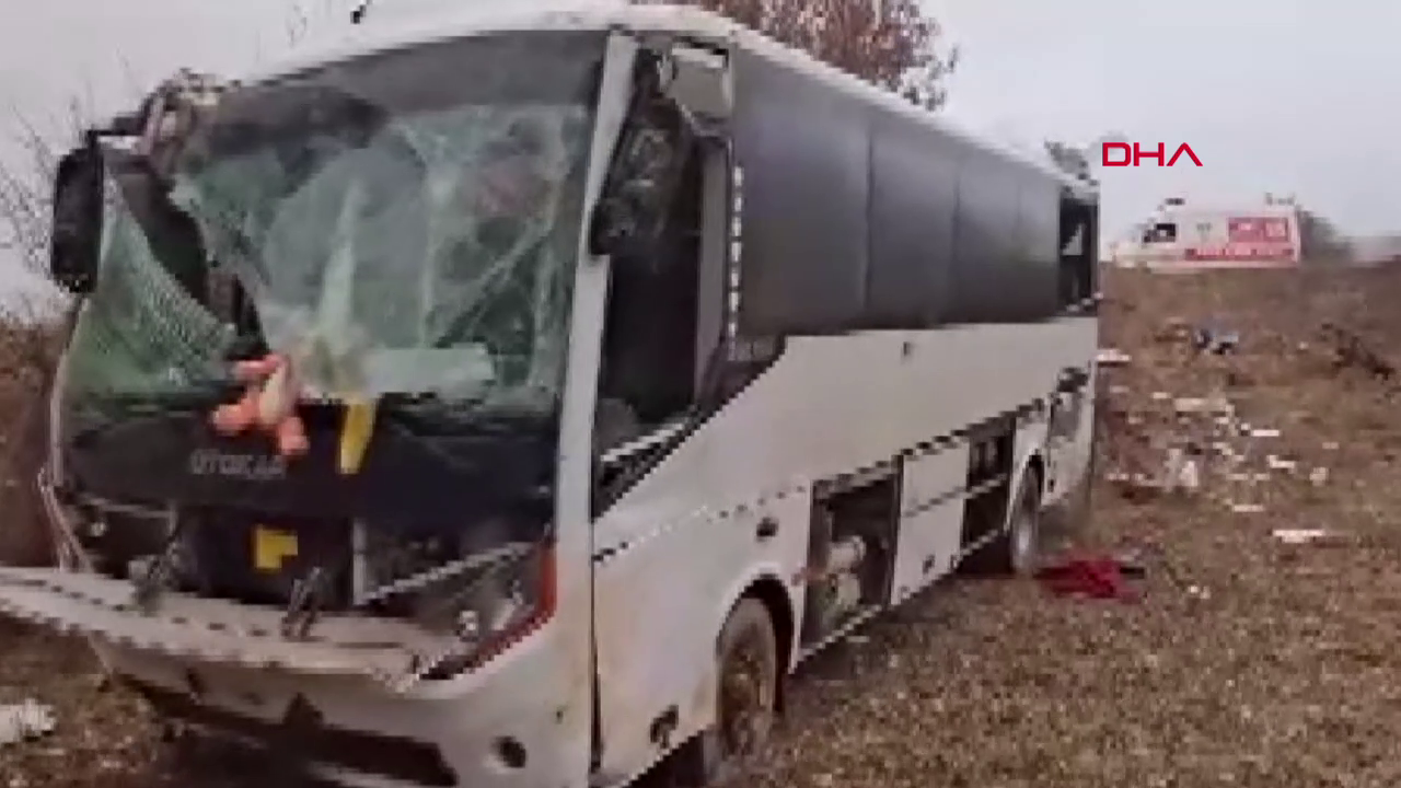 İşçi servisi şarampole devrildi; 1 ölü, 8 yaralı