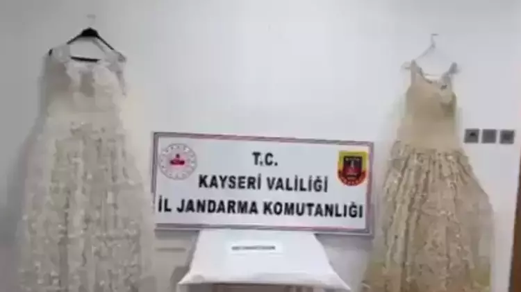 Gelinliğe işlenmiş uyuşturucu ele geçirildi