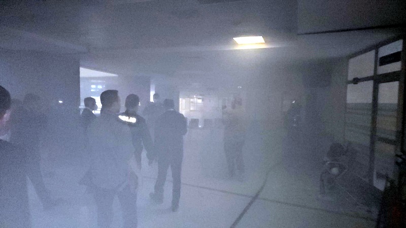 Hastanede böbrek taşı kırma cihazında yangın çıktı