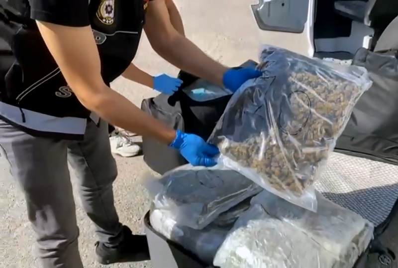 TIR’daki valizlerden 55 kilo skunk çıktı