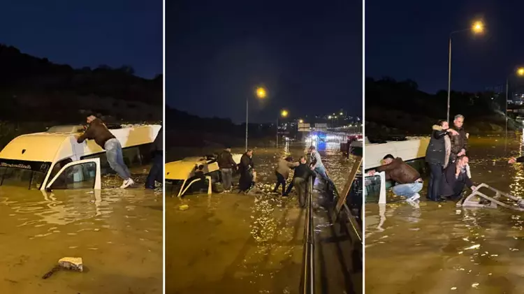 Aydın'da minibüs suya gömüldü