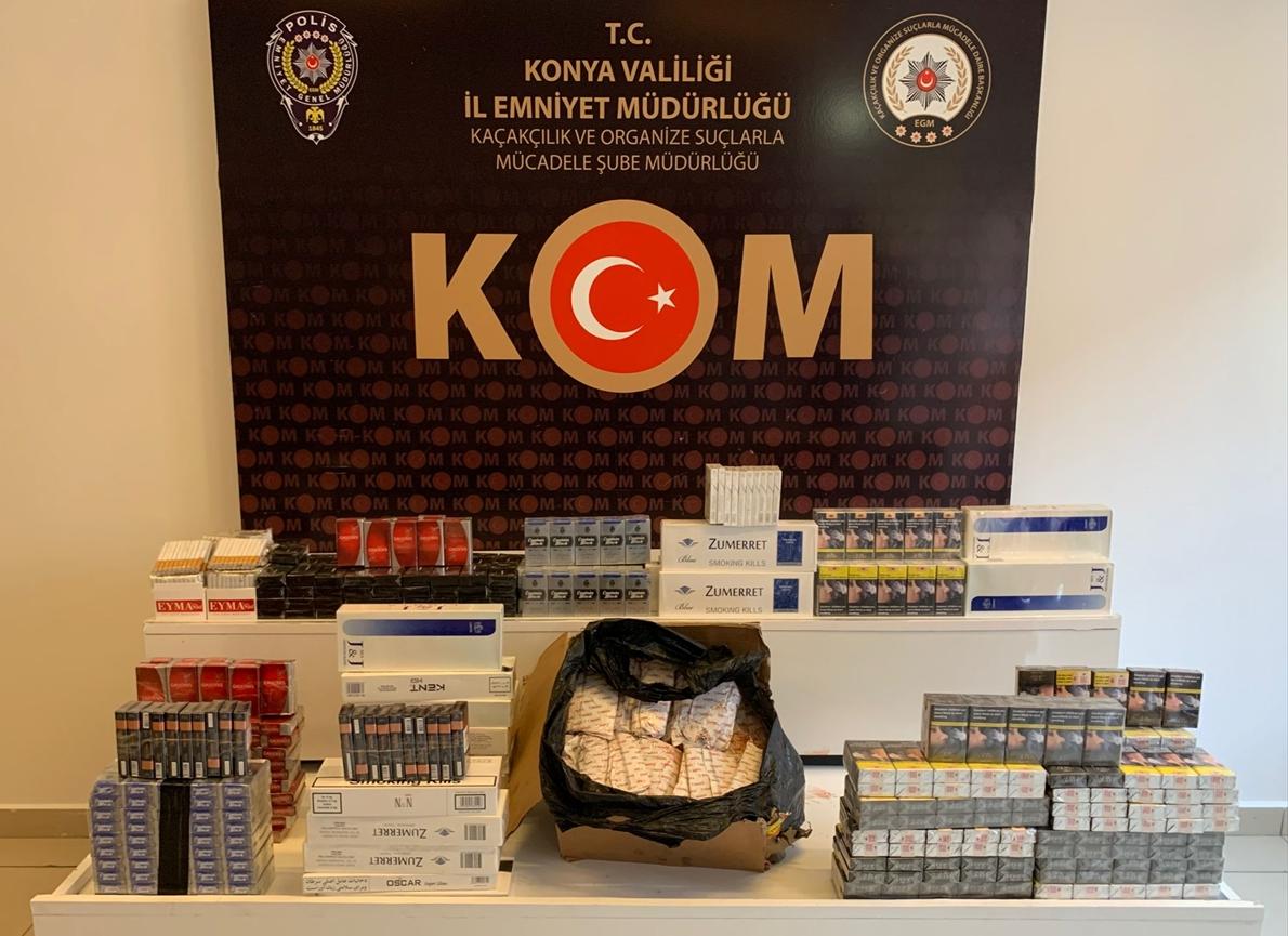 Konya'da gümrük kaçağı tütün ve sigara ele geçirildi