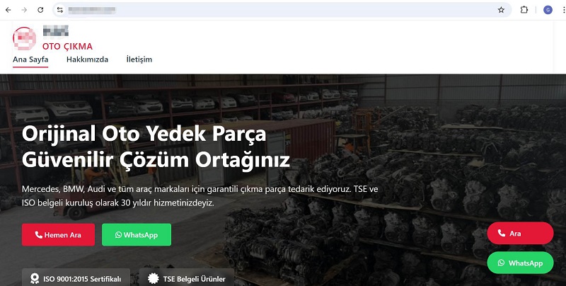 Sahte otomobil yedek parça sitesi ile dolandırıcılık