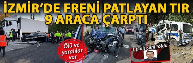 Freni boşalan TIR 9 araca çarptı