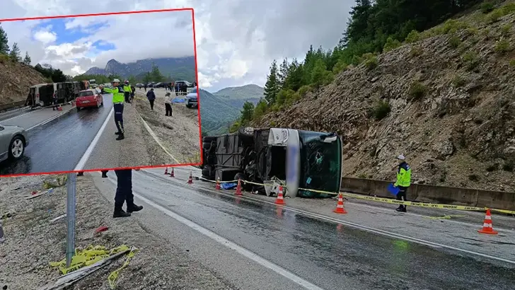 Yolcu otobüsü devrildi; 1 ölü, 8 yaralı