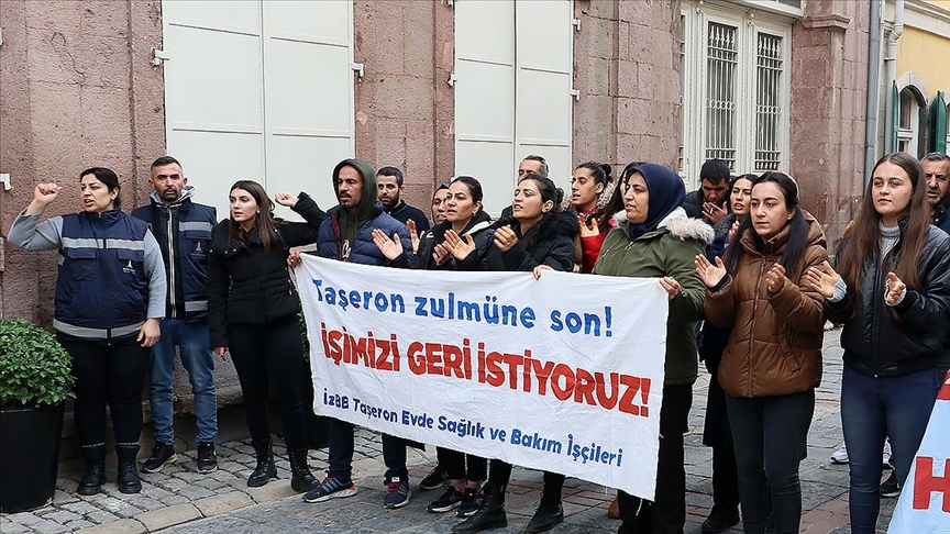 İşten çıkarılan işçiler eylem yaptı