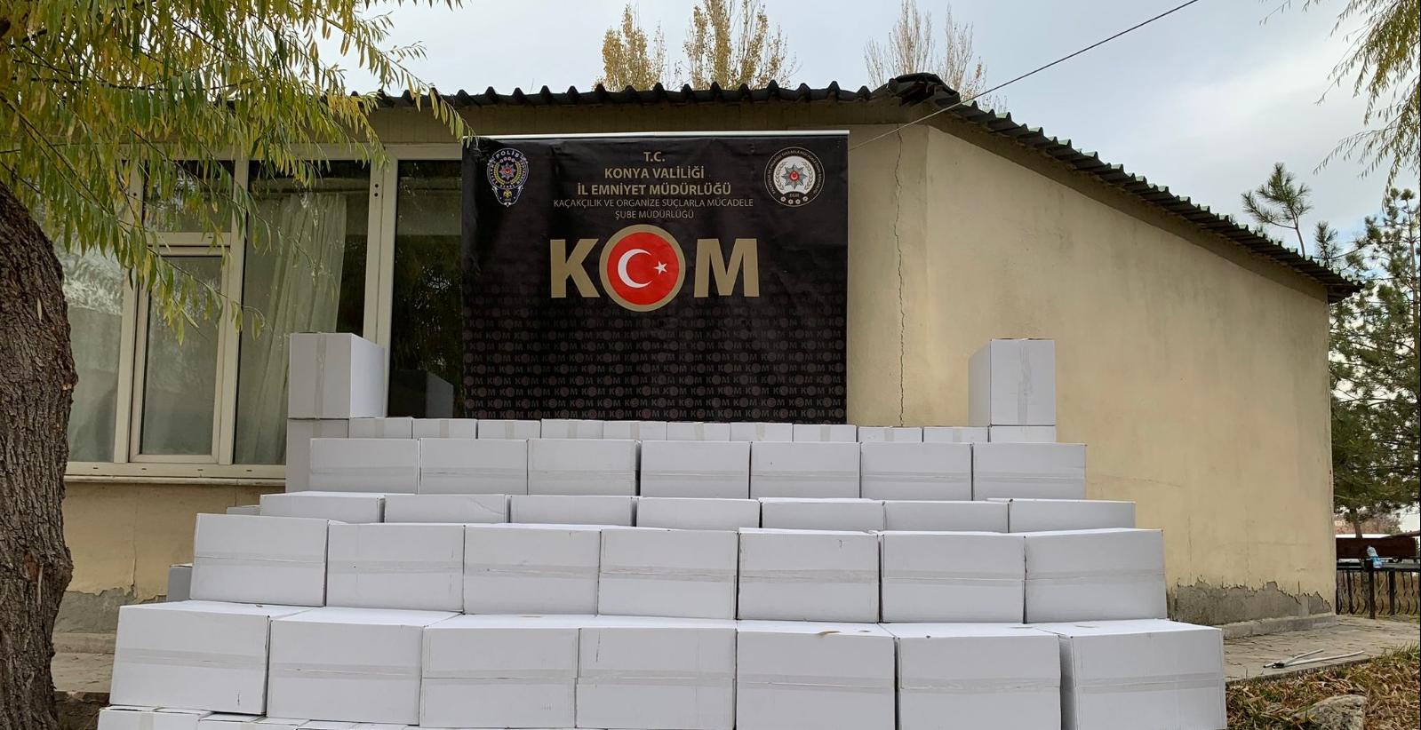Konya'da 1,5 milyon adet boş makaron ele geçirildi
