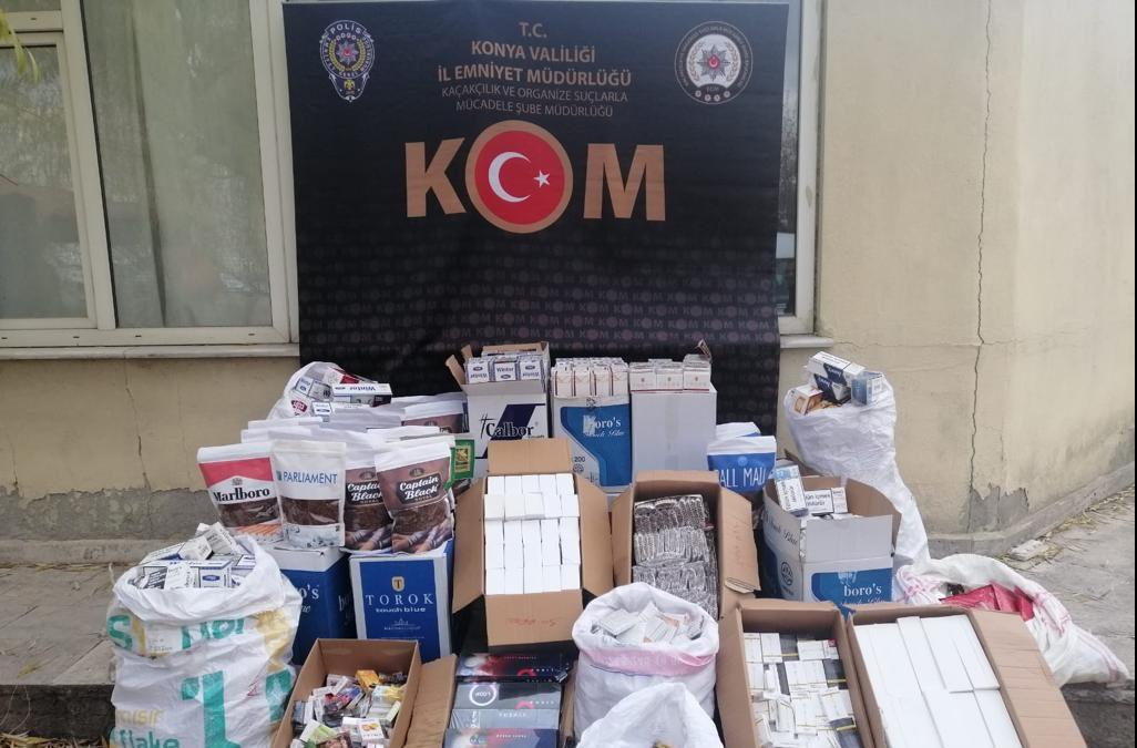 Konya'da yüklü miktarda kaçak sigara ve tütün mamulü ele geçirildi