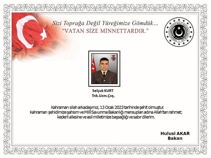 Mersin'e şehit ateşi düştü